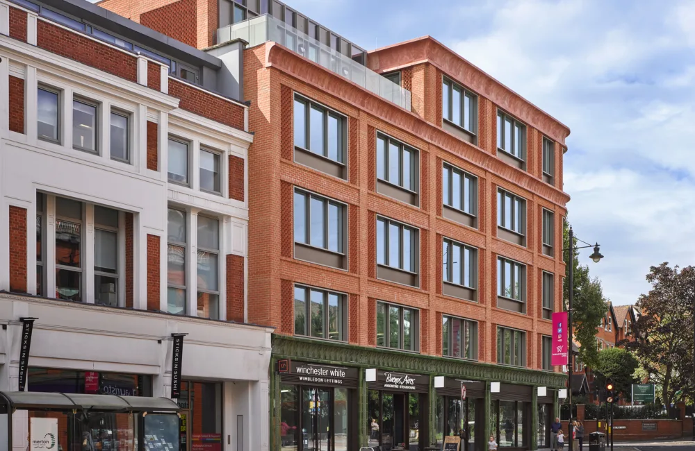 Street view perspective of Wellington House, with focus on the right side of the building