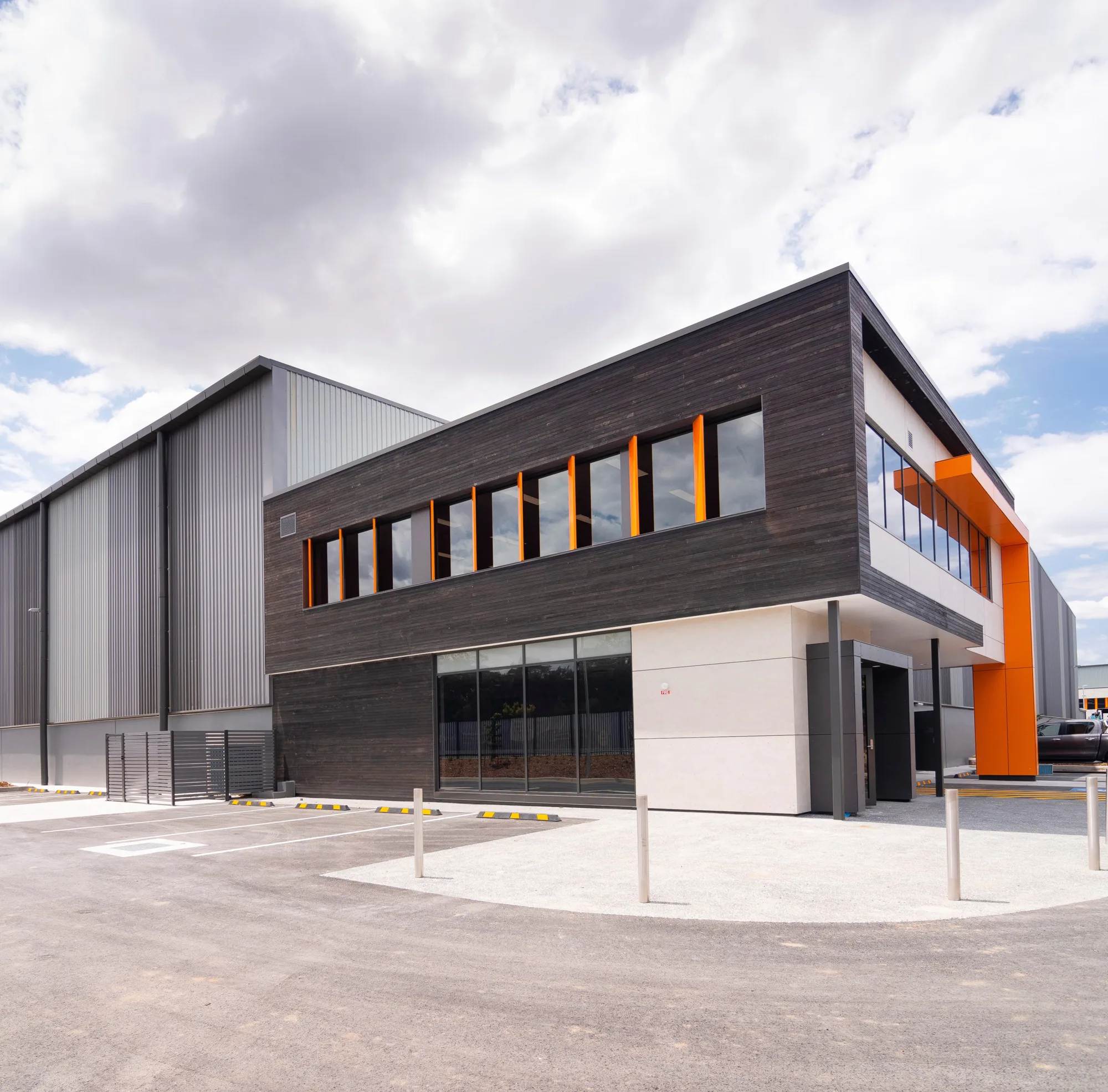 Distribution centre building with sky in background 