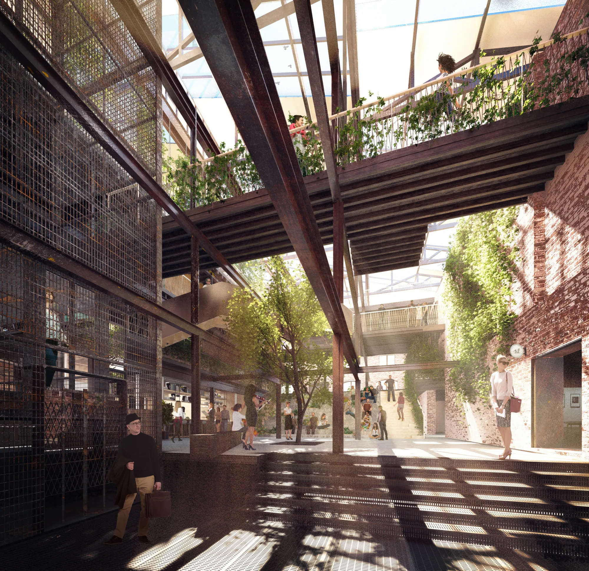 CGI: Interior walkways, light filtering through from upper levels.
