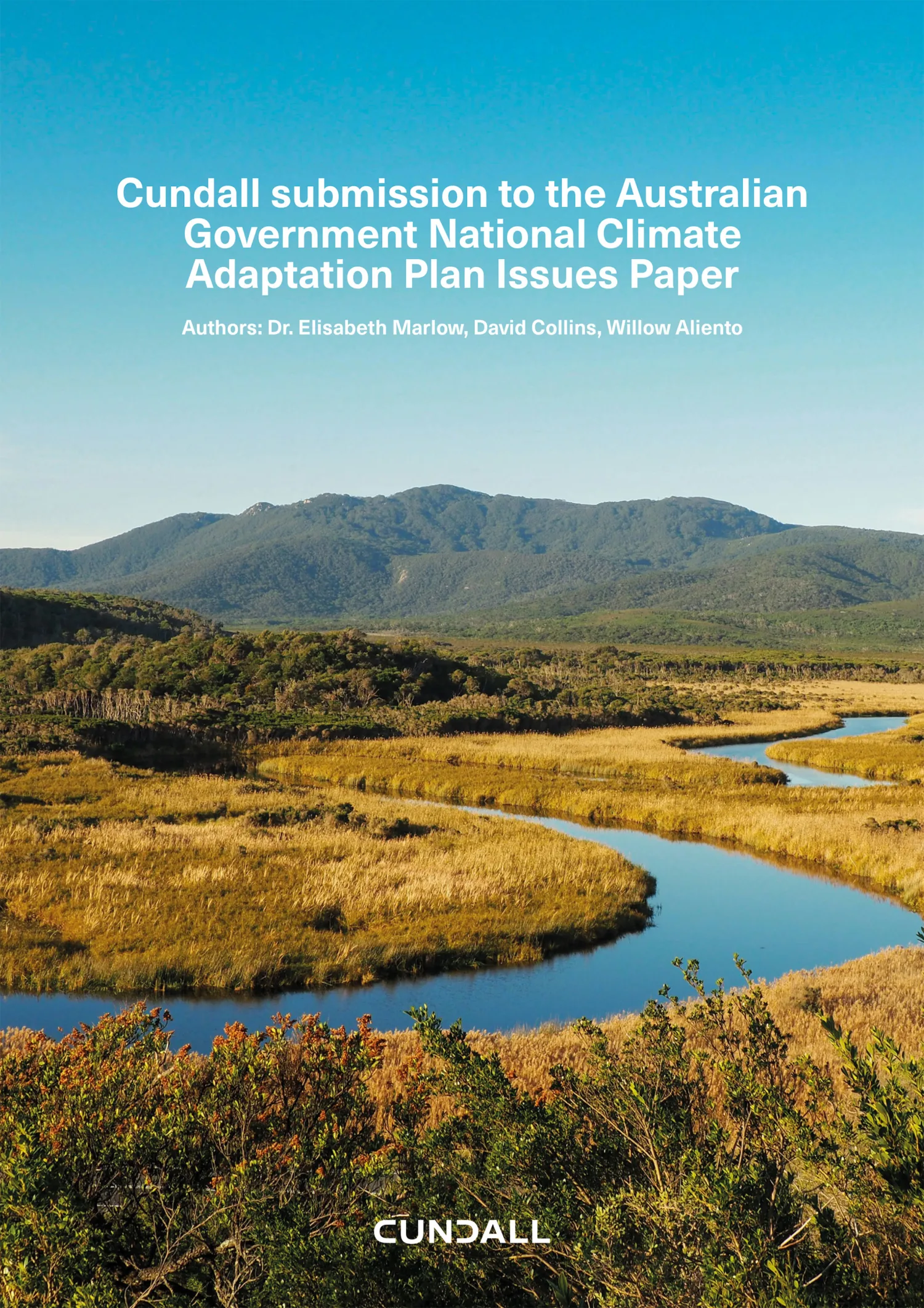 Document cover image with title, authors, Cundall logo and a river running through grassland with hills in the background