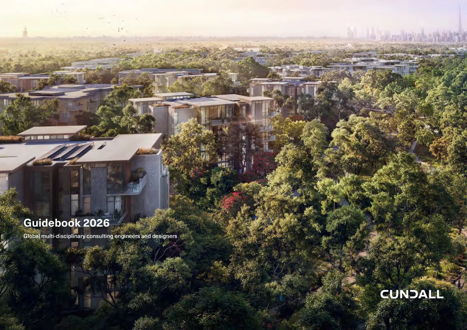 Guidebook with CGI of Ghaf Woods, Dubai on the cover