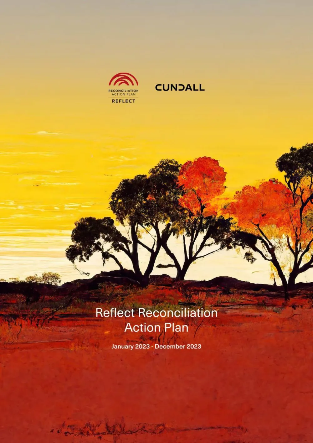 An oil painting of the dry lands with few trees in a sunset setting