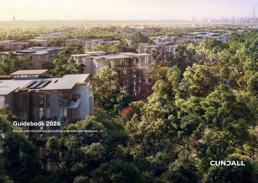 Guidebook with CGI of Ghaf Woods, Dubai on the cover