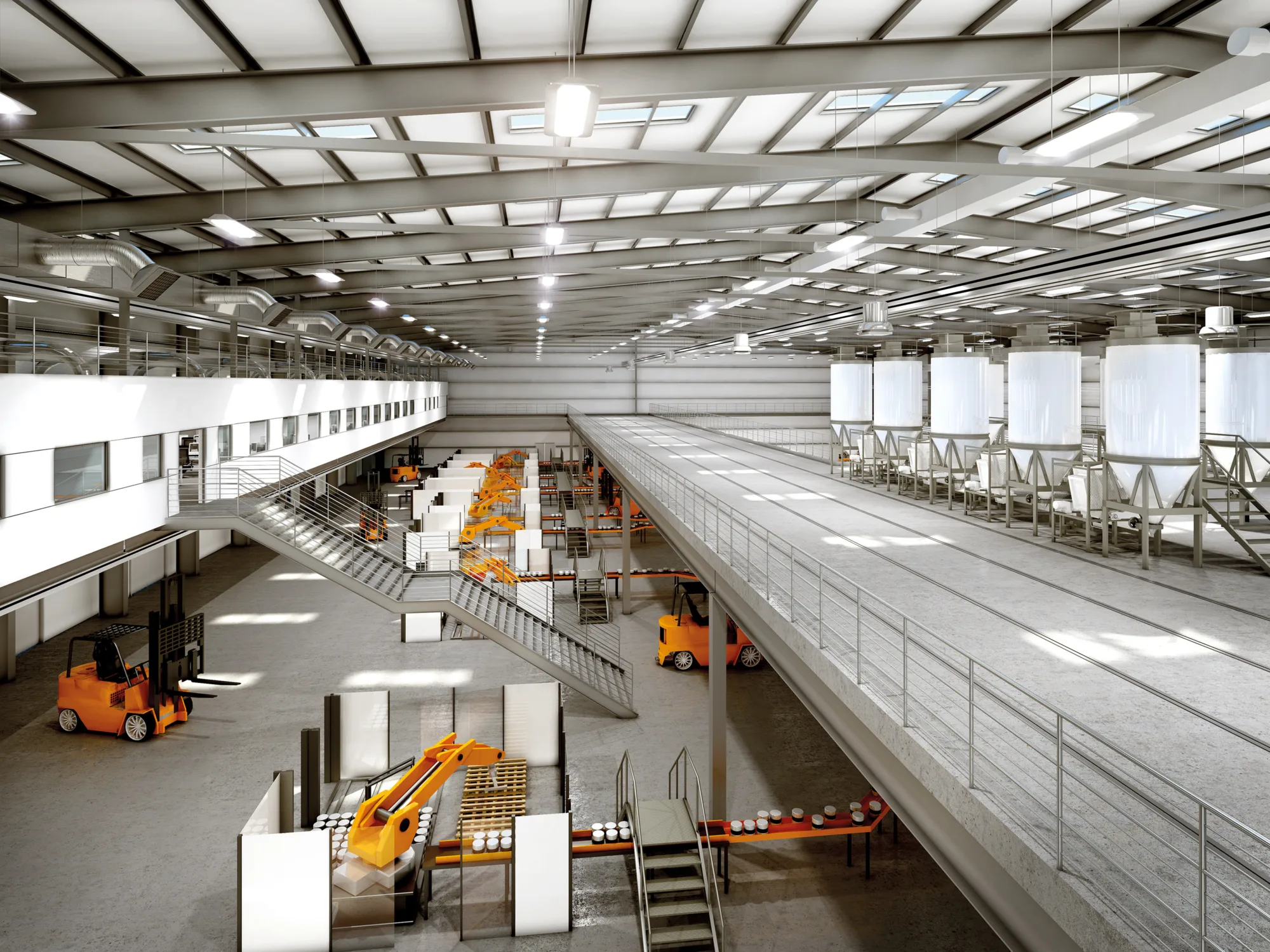Interior of machinery in a warehouse at Akzo Nobel, Project Fresco