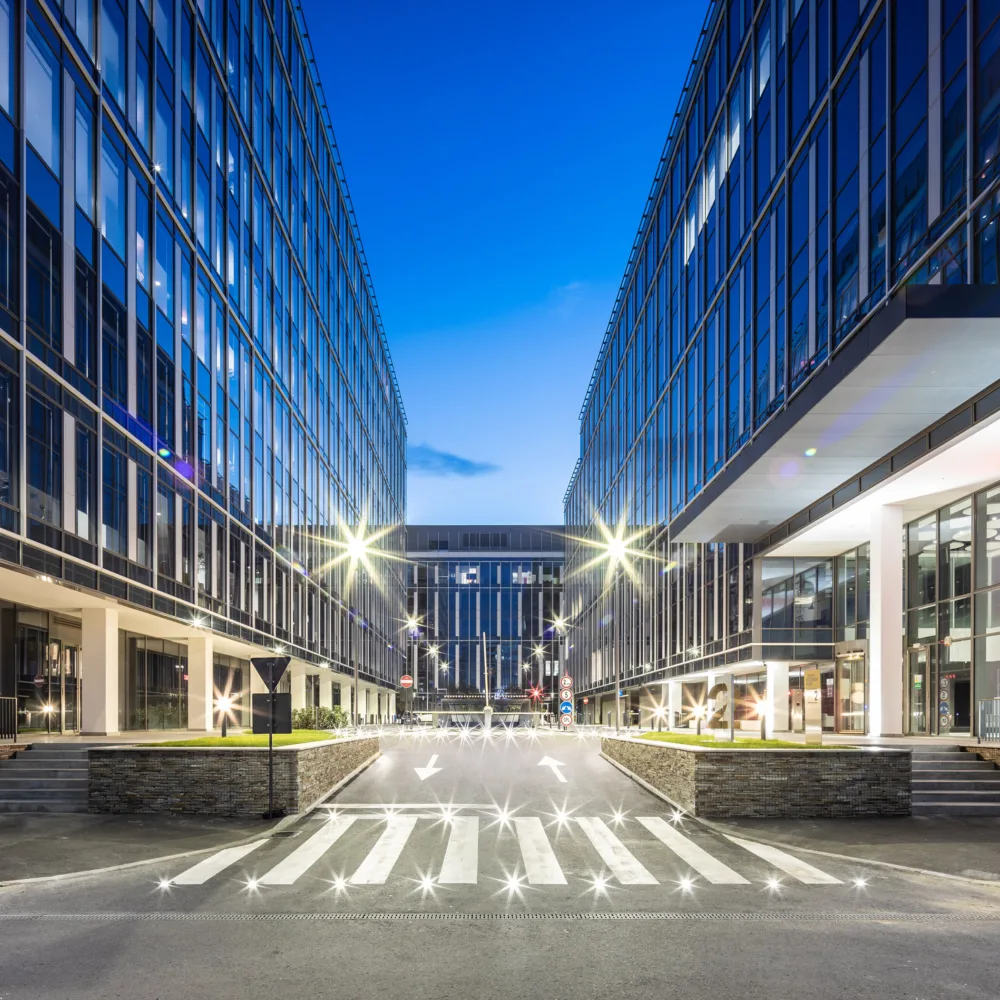 Expo Business Park Portland Trust exterior entrance with glass façade