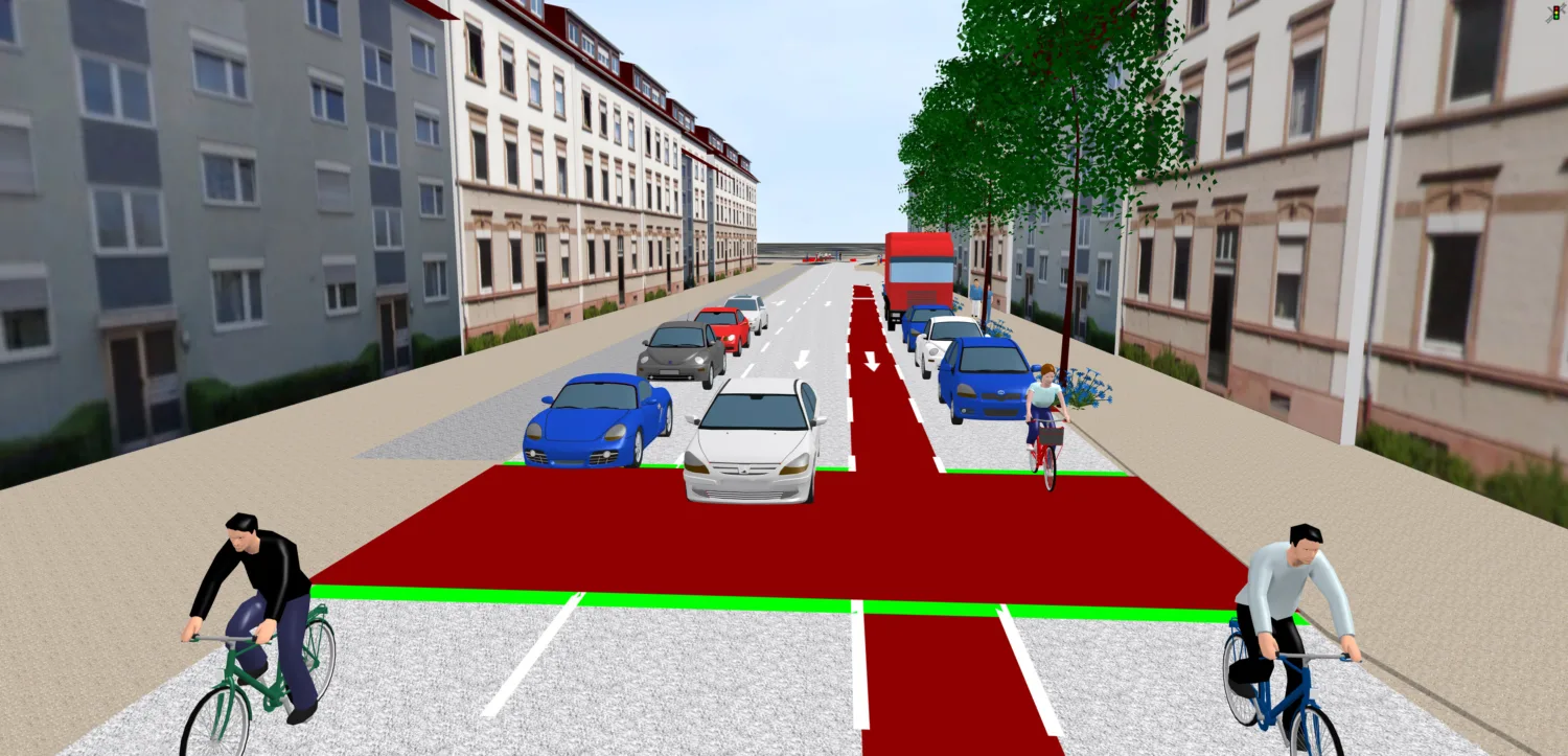 Traffic model of a street with cars and cyclists