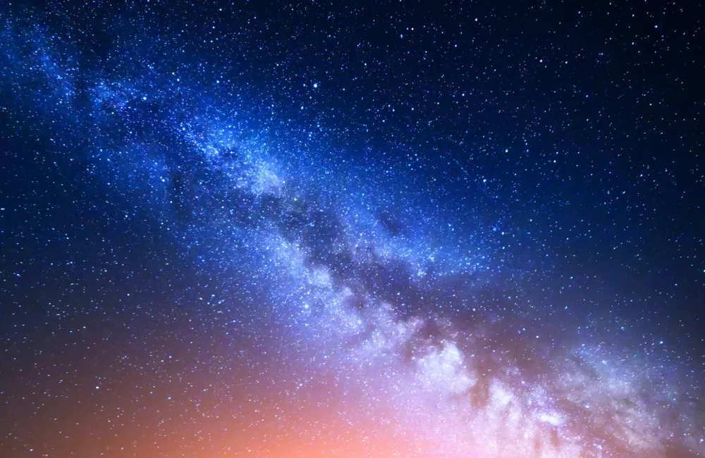 Galaxy light up in blue, white and orange