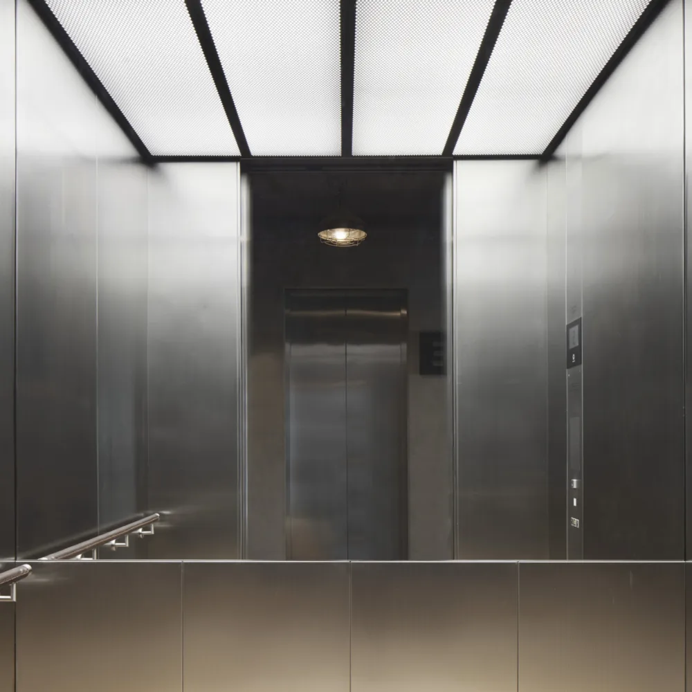 The Brunel Building lift interior with mirror