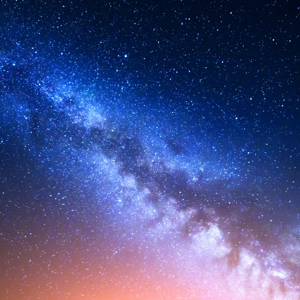 Galaxy light up in blue, white and orange