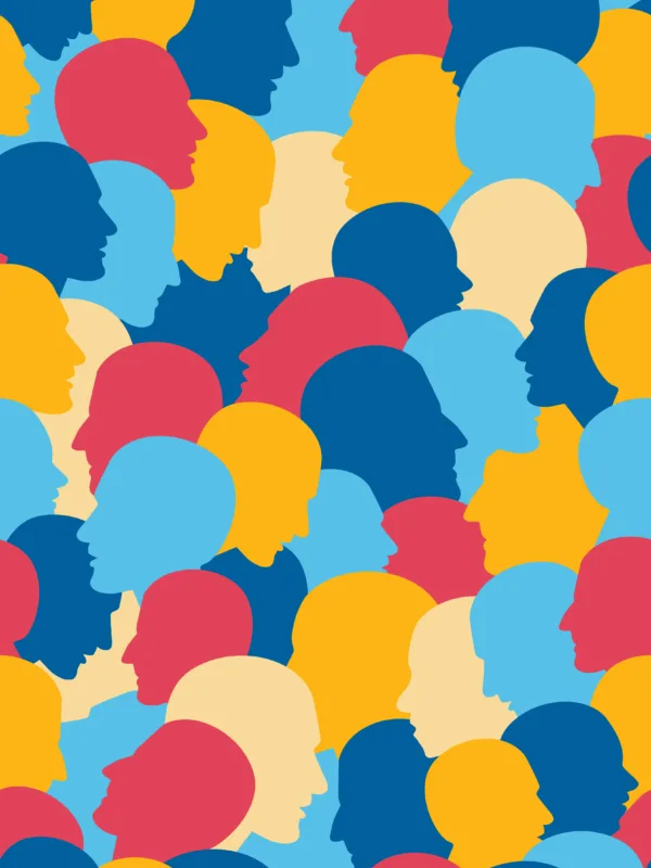 Abstract of heads with different colours