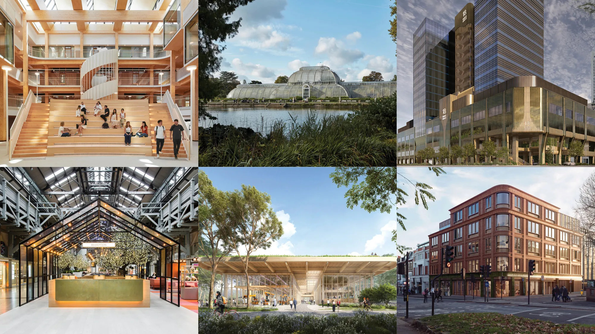A collage of six projects.