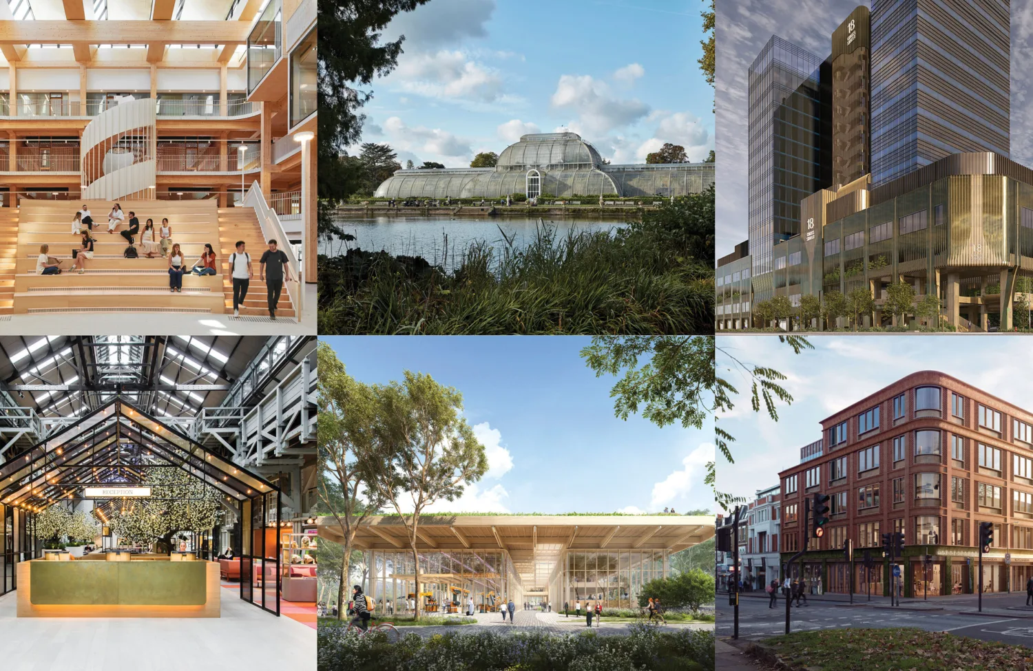 A collage of six projects.