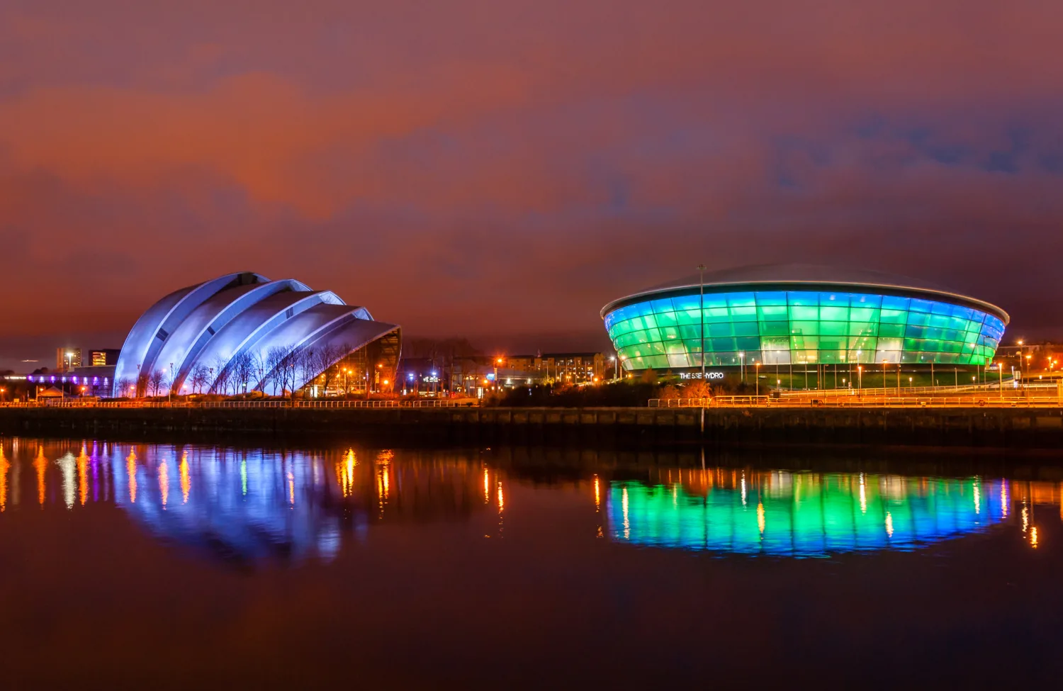 Glasgow skyline at dusk