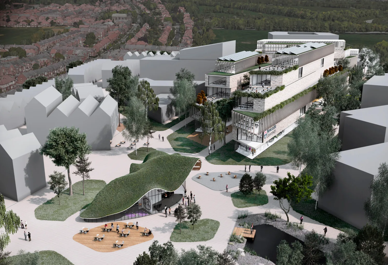 CGI of the aerial view of the CAV campus